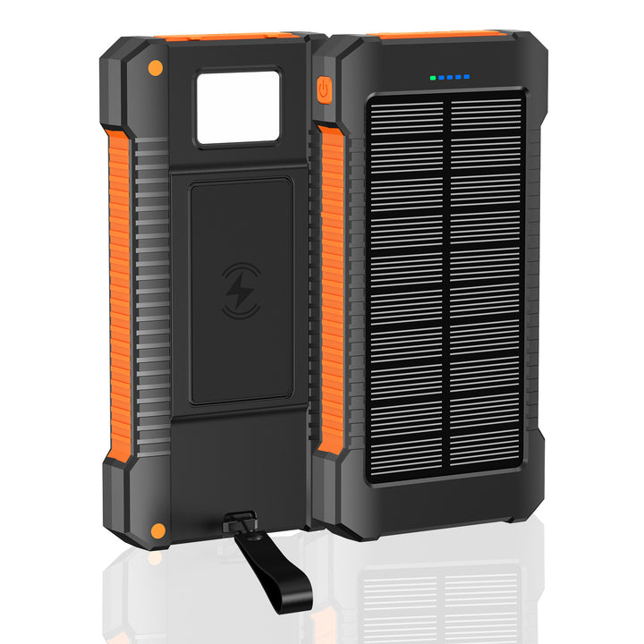 Solcellepowerbank med integrert LED-lampe og kompass Skanto