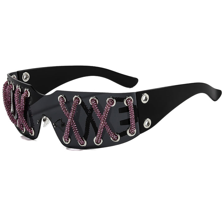 Dame futuristisk design solbrille med unik dekor Skanto