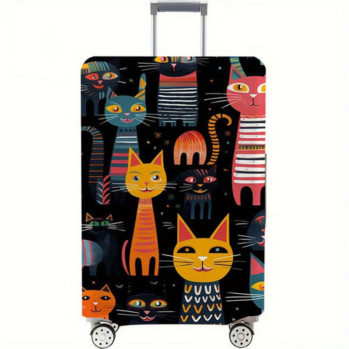 Unisex nan elastisk koffertrekk med tegneserie-kattmotiv dehningsbart ripebestandig beskyttende for reisekoffert Skanto
