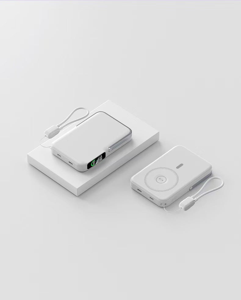Powerbank med integrert trådløs ladefunksjon og LCD-skjerm Skanto