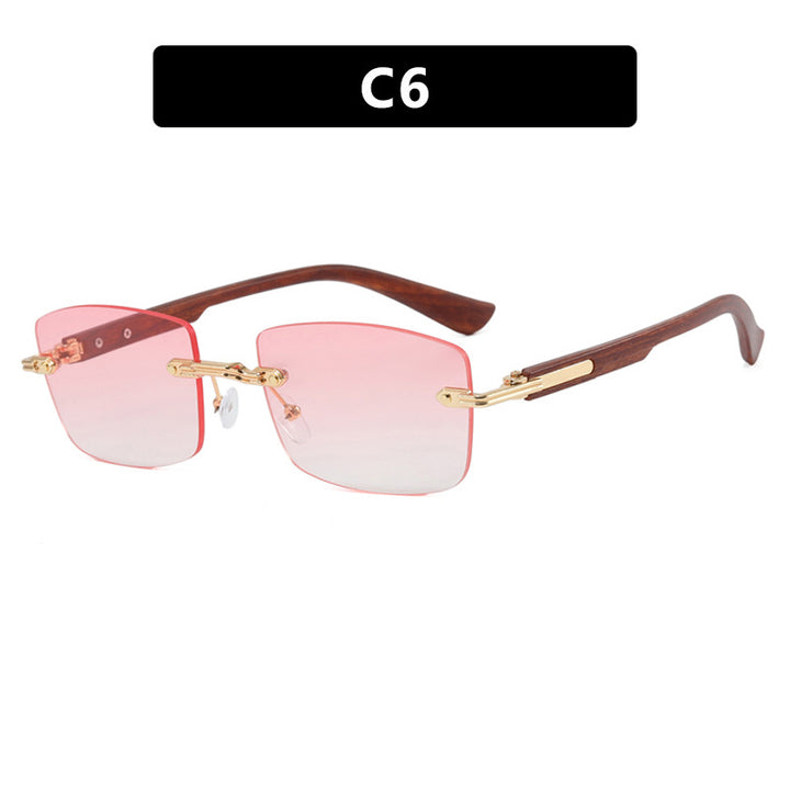 Women's square sunglasses with wood frame and gradient lenses Skanto