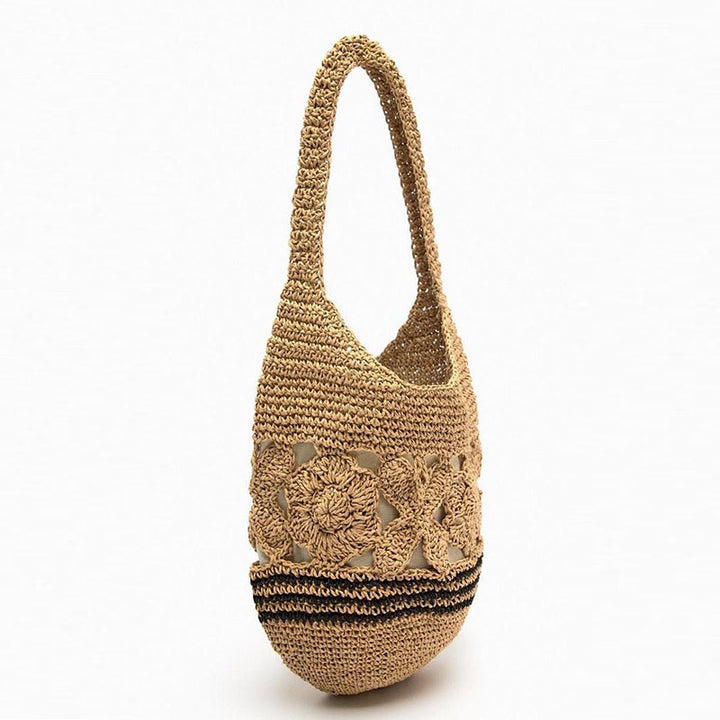 Crocheted shoulder bag with floral design Skanto
