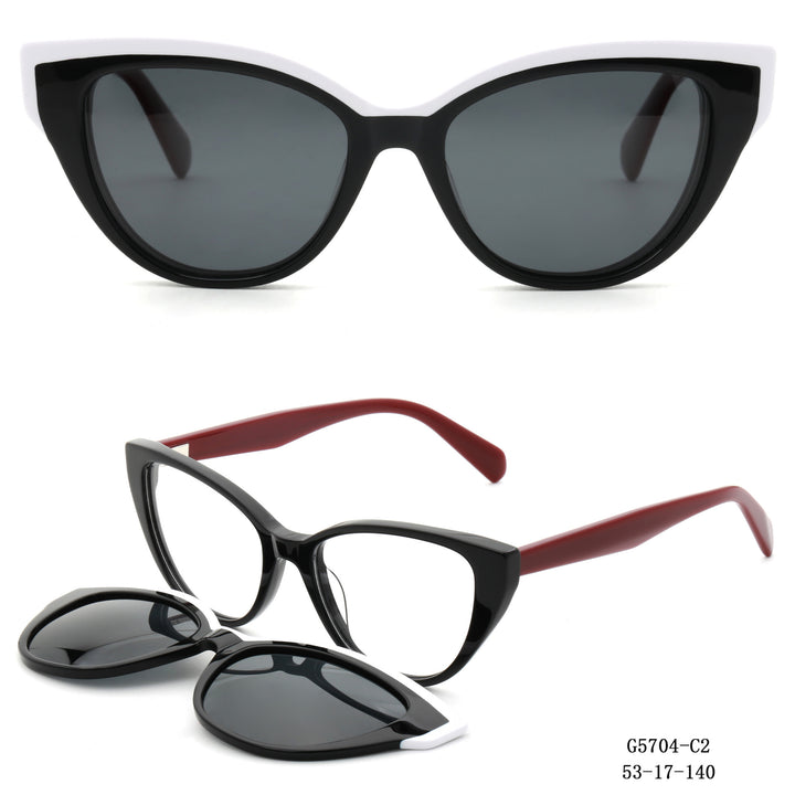 Dame Cat-Eye solbriller med avtagbare linser Skanto