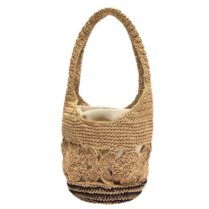 Crocheted shoulder bag with floral design Skanto