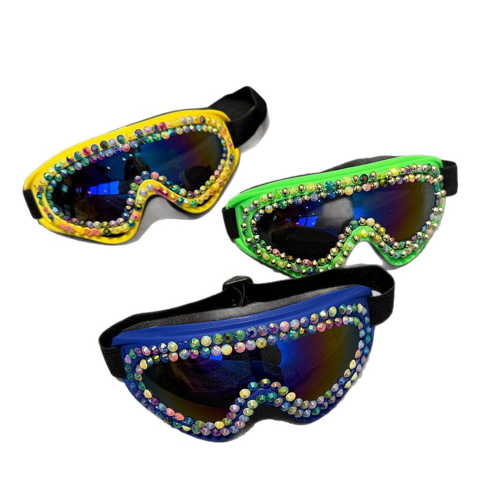 Dame skibrille med glitrende krystallramme Skanto