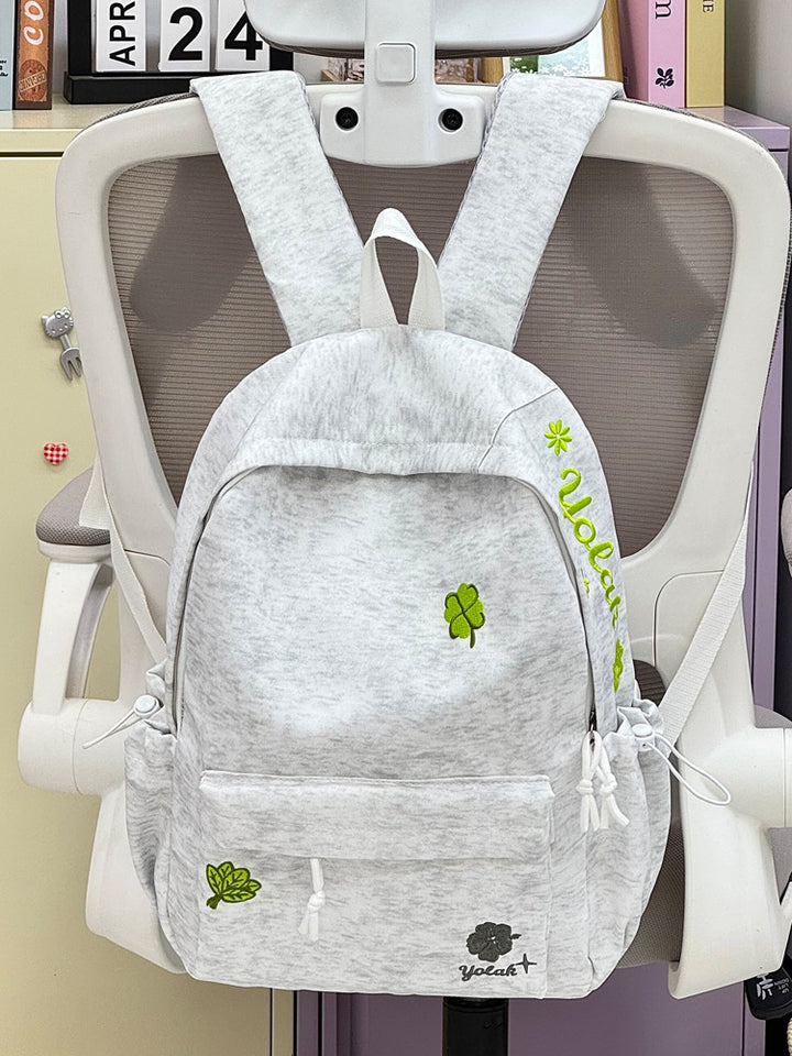 Casual Multi-Lomme Brodert Skoleveske