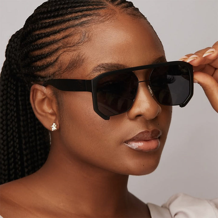 Skanto Women's Fashionable Oversized Sunglasses with Elegant, Faceted Frame Construction Skanto