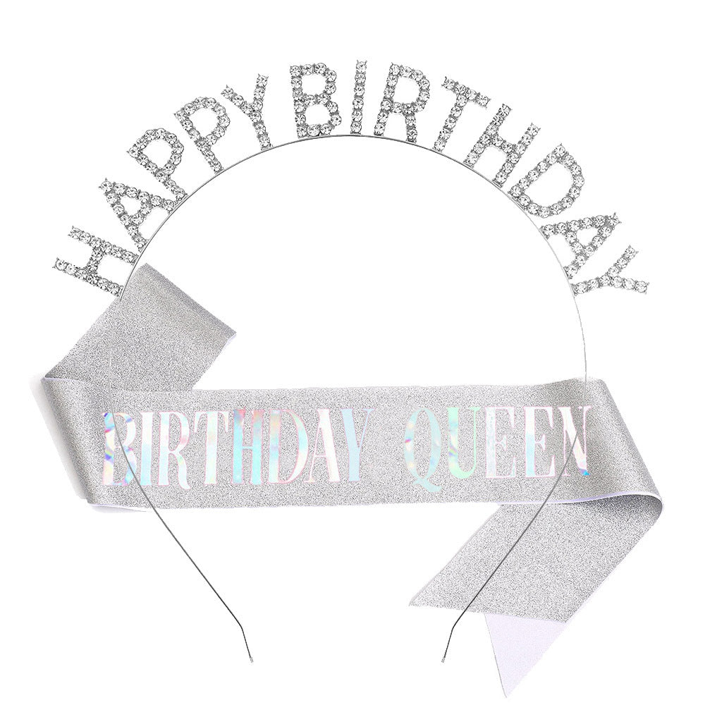 Damer Glitrende Hårbånd med "Happy Birthday"-påskrift Skanto