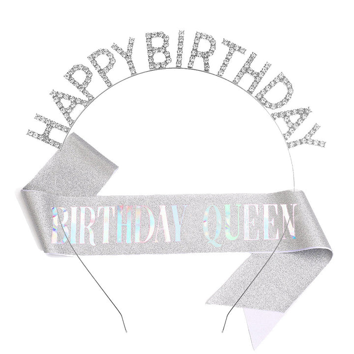 Damer Glitrende Hårbånd med "Happy Birthday"-påskrift Skanto