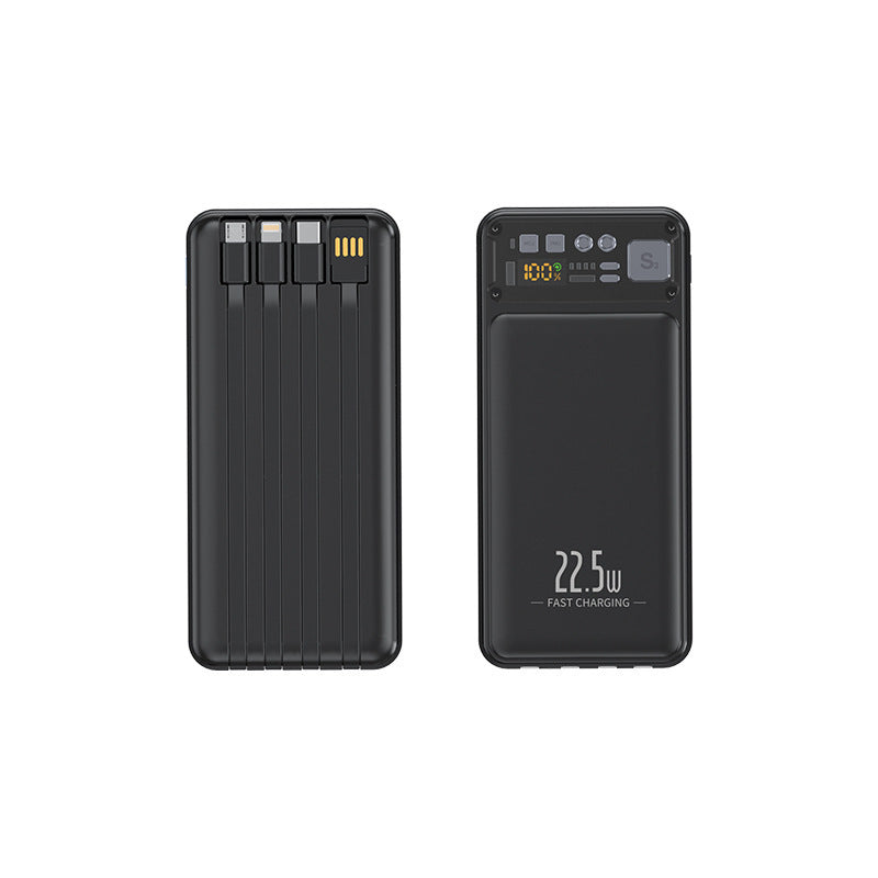 Powerbank med integrert kabelsystem og digital ladevisning Skanto
