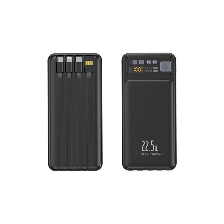Powerbank med integrert kabelsystem og digital ladevisning Skanto