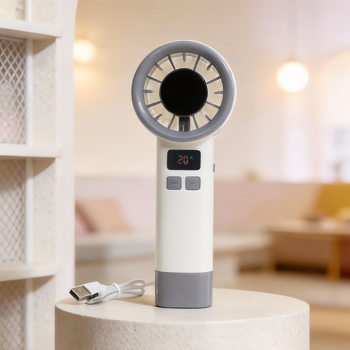 Damer Bærbar USB Håndvifte med LED Temperaturvisning Skanto