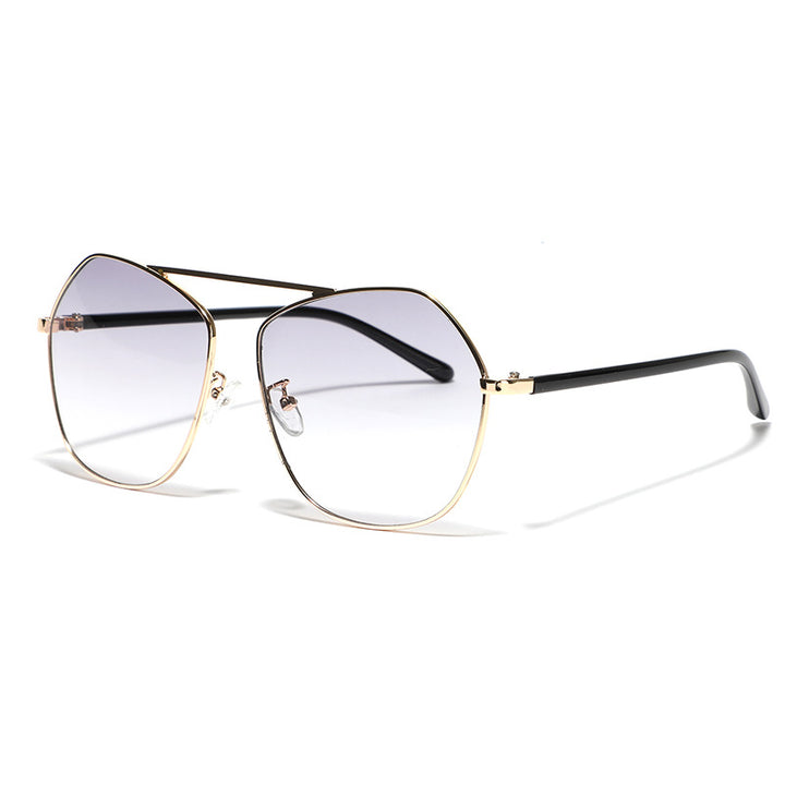 Dame geometrisk solbrille med luksuriøs metallramme Skanto