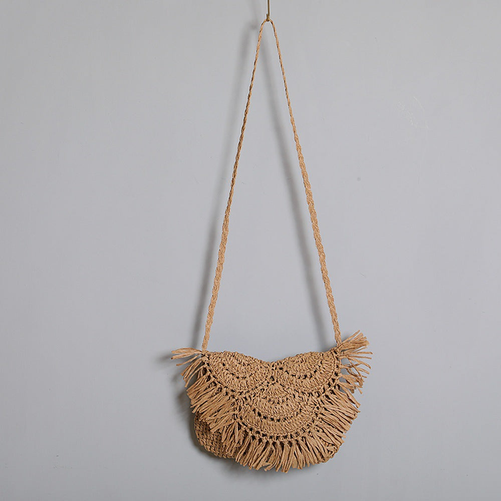 Boho-skulderveske laget av håndlaget naturmateriale Skanto