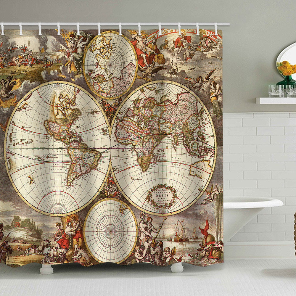 Vintage World Map Dusjforheng Skanto