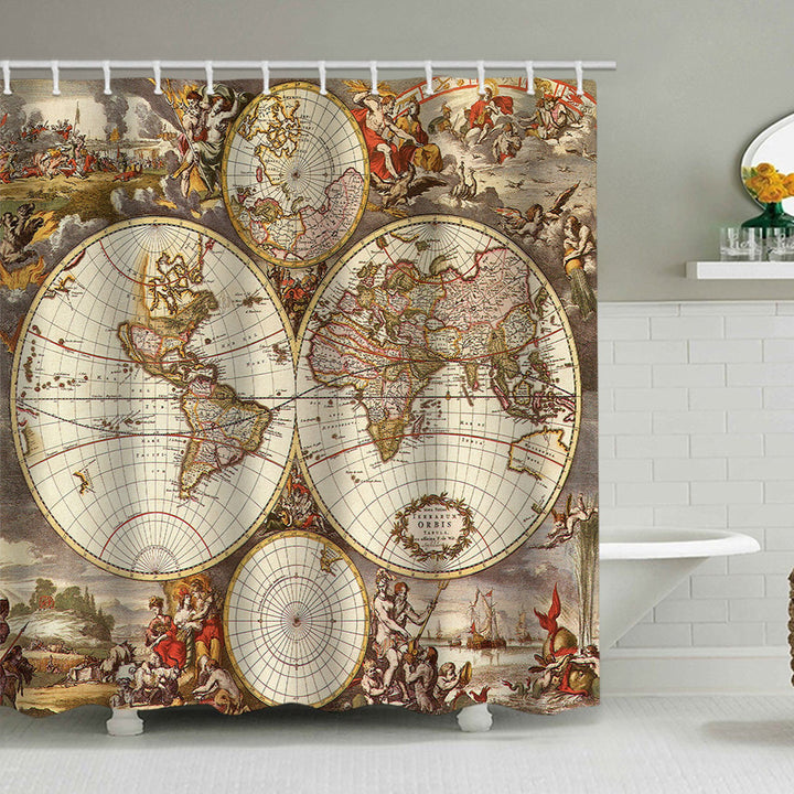 Vintage World Map Dusjforheng Skanto