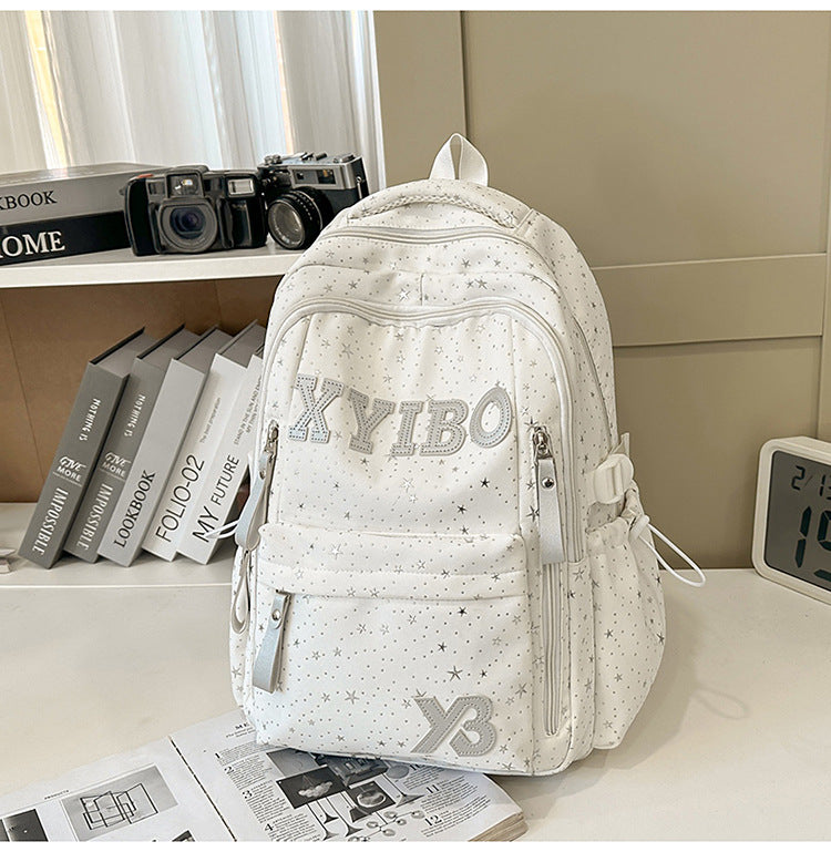Multi-Pocket Stjerne-utsmykket Skole Rygsekk
