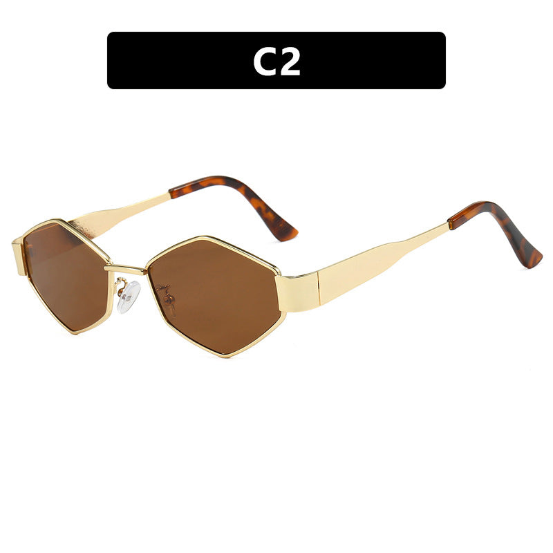 Women's geometric sunglasses with slim metal frame and polarized lenses Skanto