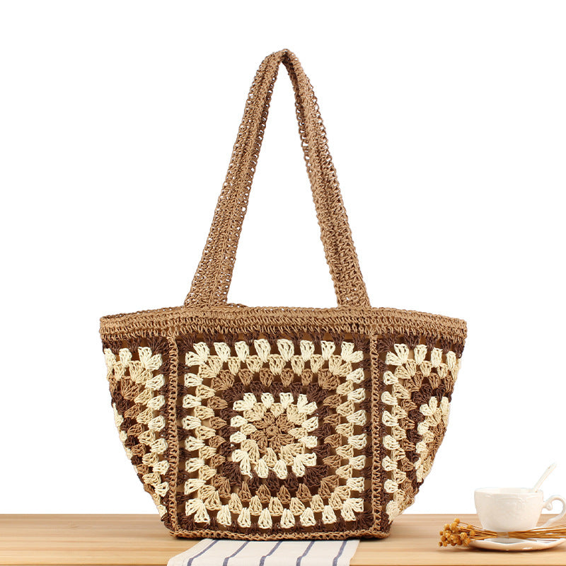Macrame Tote Bag with Geometric Pattern Skanto