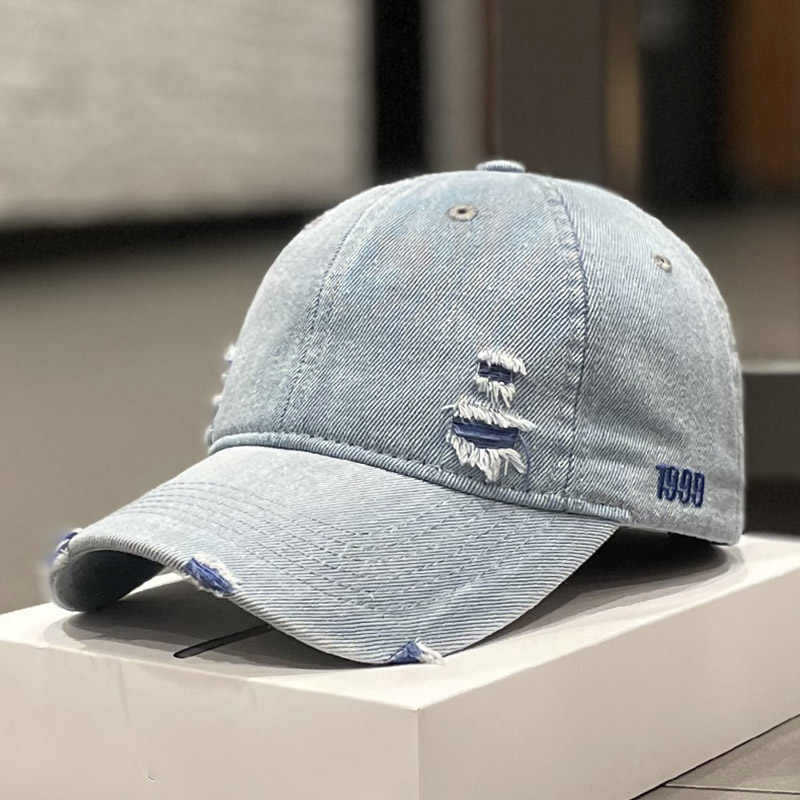 Unisex Slittet Denim Baseball Caps Skanto