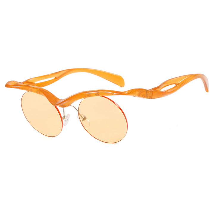 Damer futuristisk solbrille med buet ramme og polariserte linser Skanto