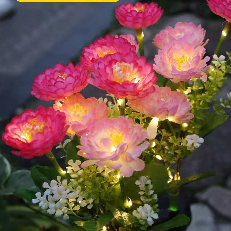 Solcel-drevet livaktig blomst hage stake med multi-hode LED-klynge og vanntett skumringssensor