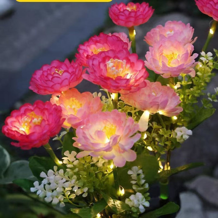 Solcel-drevet livaktig blomst hage stake med multi-hode LED-klynge og vanntett skumringssensor