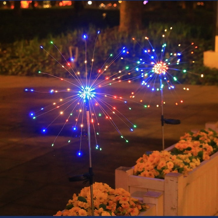 Solar Firework Hage Stake LED Starburst Lys Med Telekopisk Rustfritt Stake Skanto