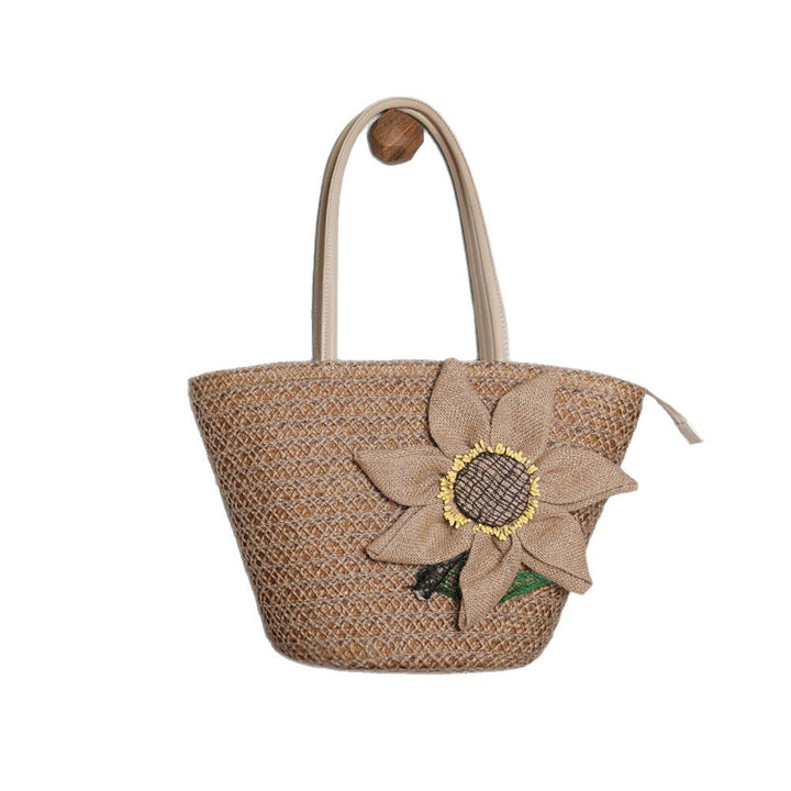 Strohtasche med romantisk blomsterdesign Skanto
