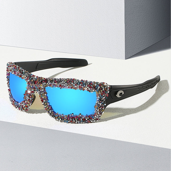 Damer Sportslig Solbrille med glitrende Strassramme Skanto