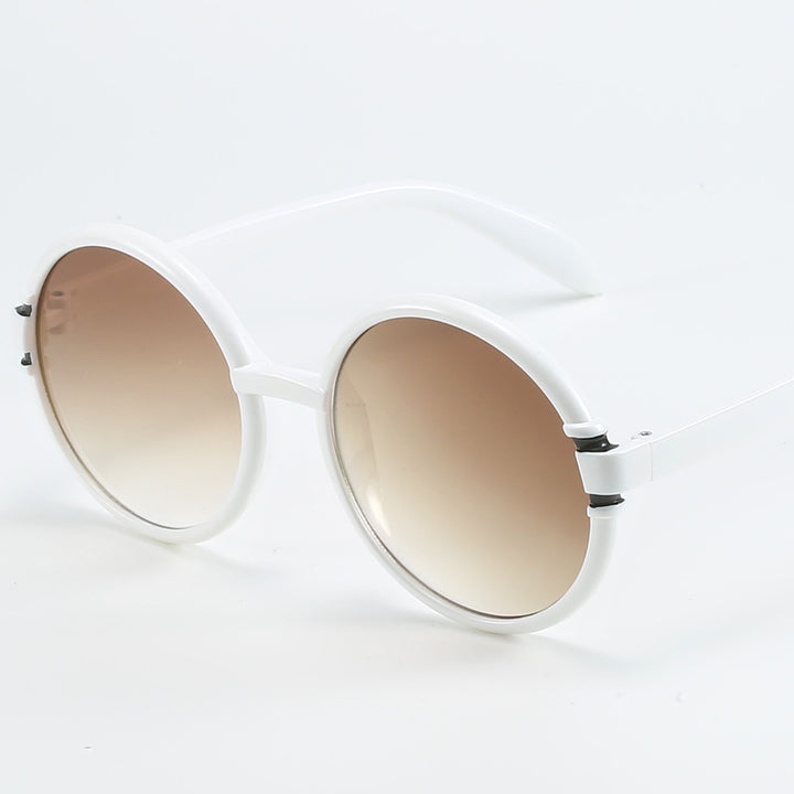 Dame rund solbrille i trendy leopardmønster med UV-beskyttelse Skanto