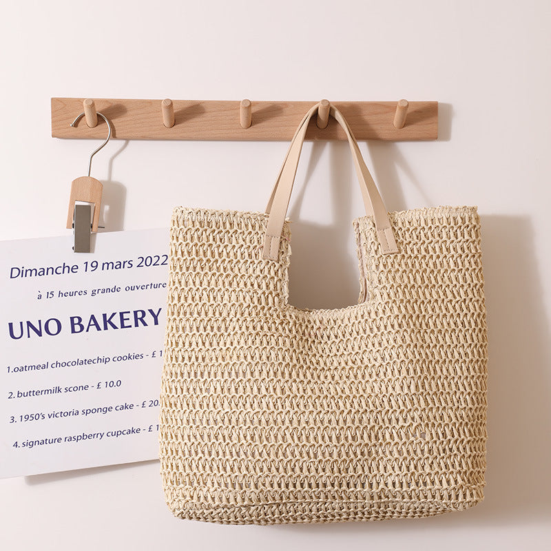 Elegant Braided Tote Bag with Sturdy Leather Handles Skanto