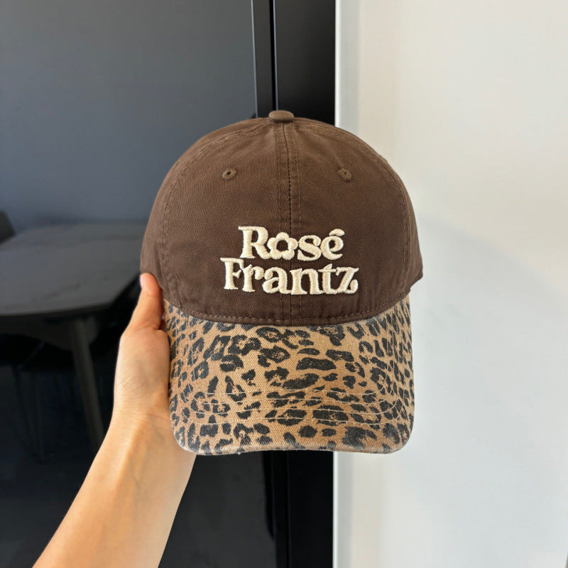 Kvinners slitt leopard trykk baseball cap Skanto