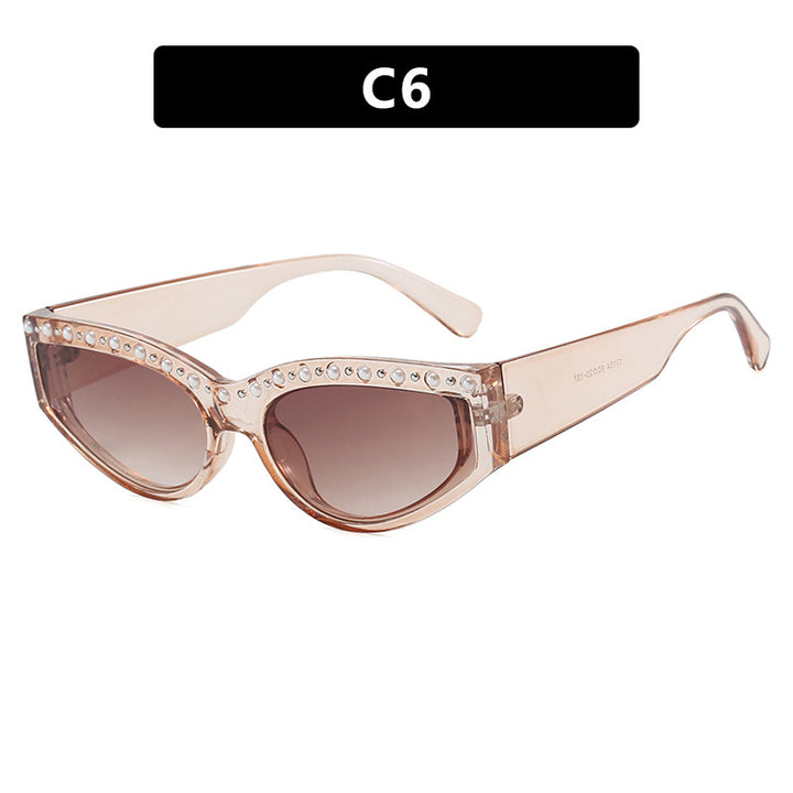 Women's Cat-Eye Sunglasses with Sparkling Rhinestones and Animal Print Skanto