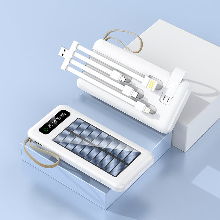 Bærbar sol-powerbank med integrert multifunksjonsladekabel og digital skjerm Skanto