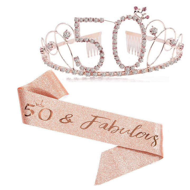 Dame Glitrende Tiara med festlig "50 & Fabulous"-design Skanto