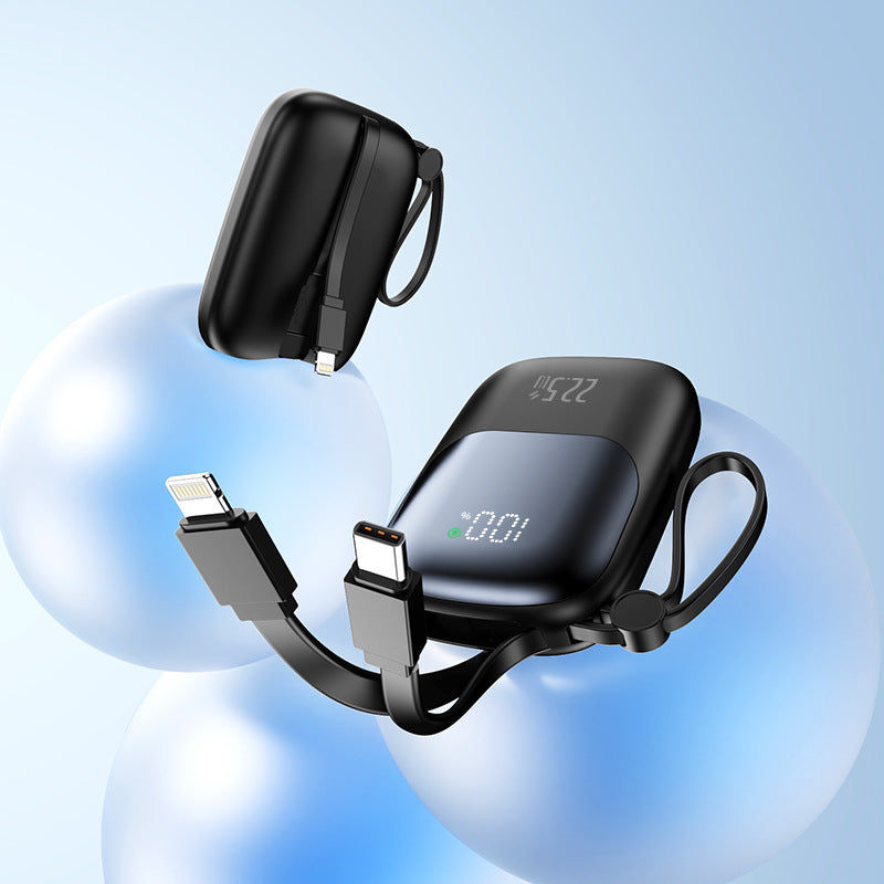 bærbar hurtiglade-powerbank med integrert kabel Skanto