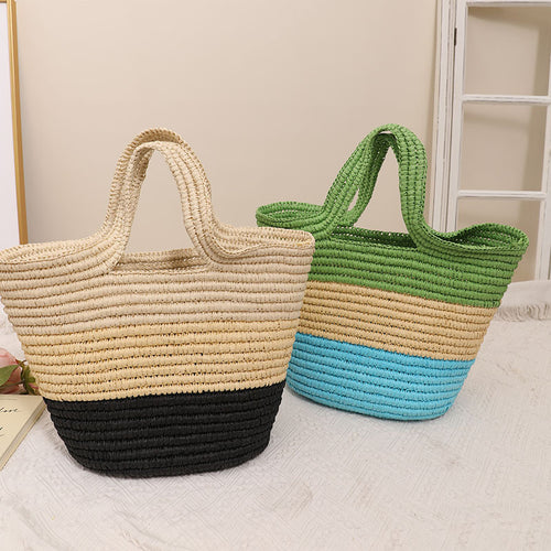 Handmade Durable Beach Bag with Cheerful Zigzag Pattern Skanto