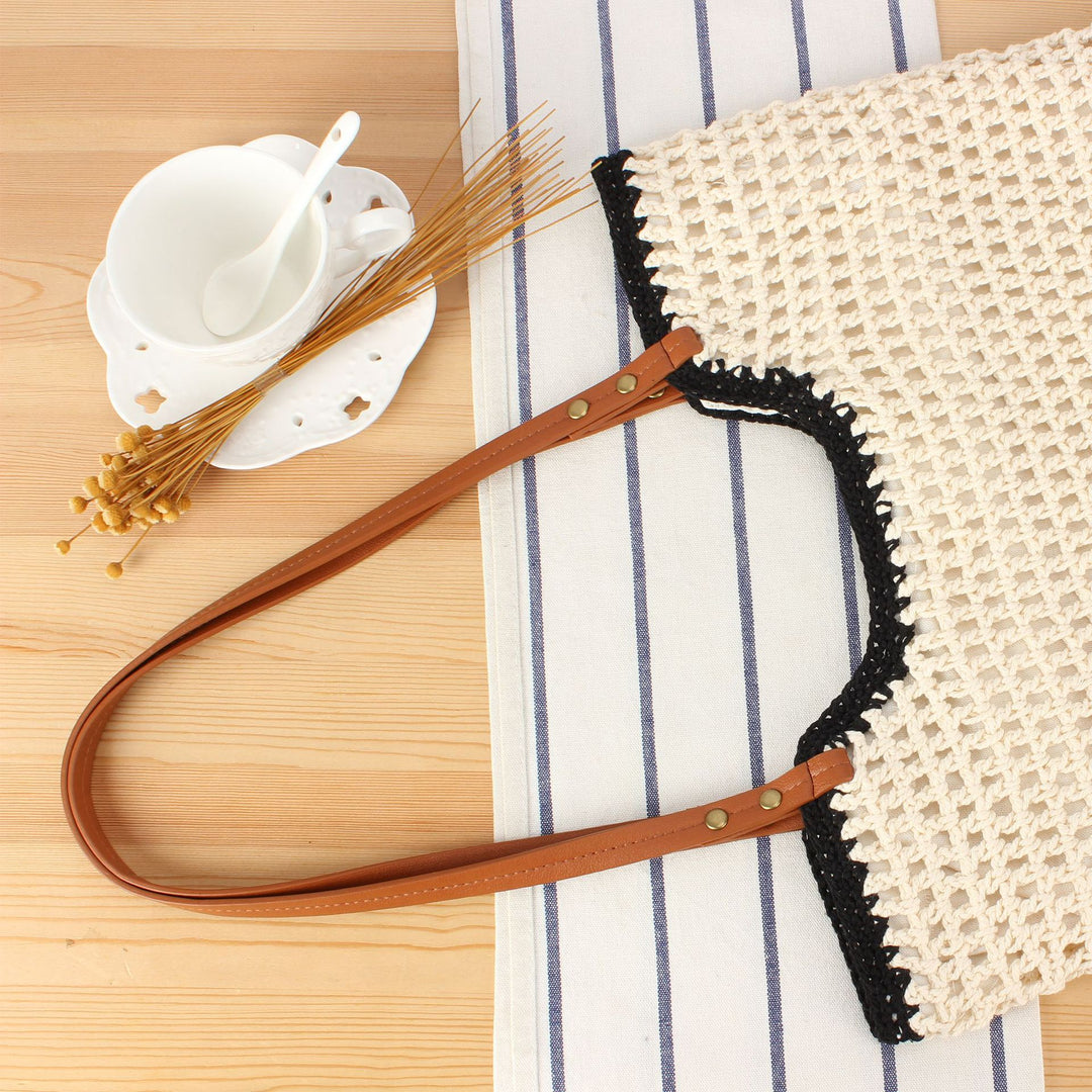 Elegant Handmade Basket Bag with Wide Leather Strap Skanto