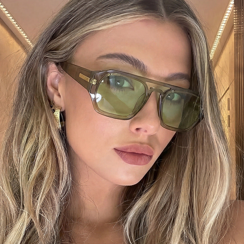 Women's fashionable rectangular glasses with elegant metal accent Skanto