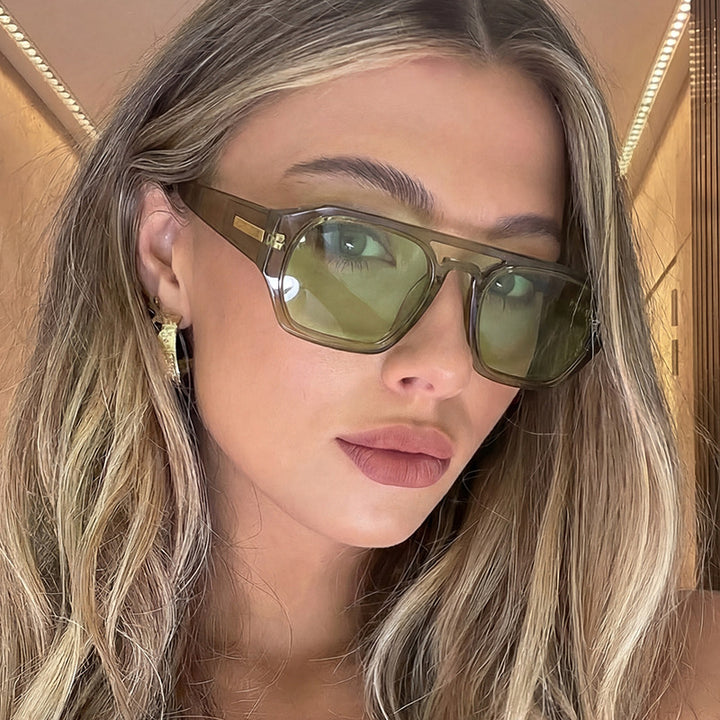 Women's fashionable rectangular glasses with elegant metal accent Skanto