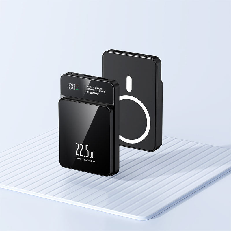 Bærbar Powerbank med trådløs ladingsfunksjon og digital temperaturvisning Skanto