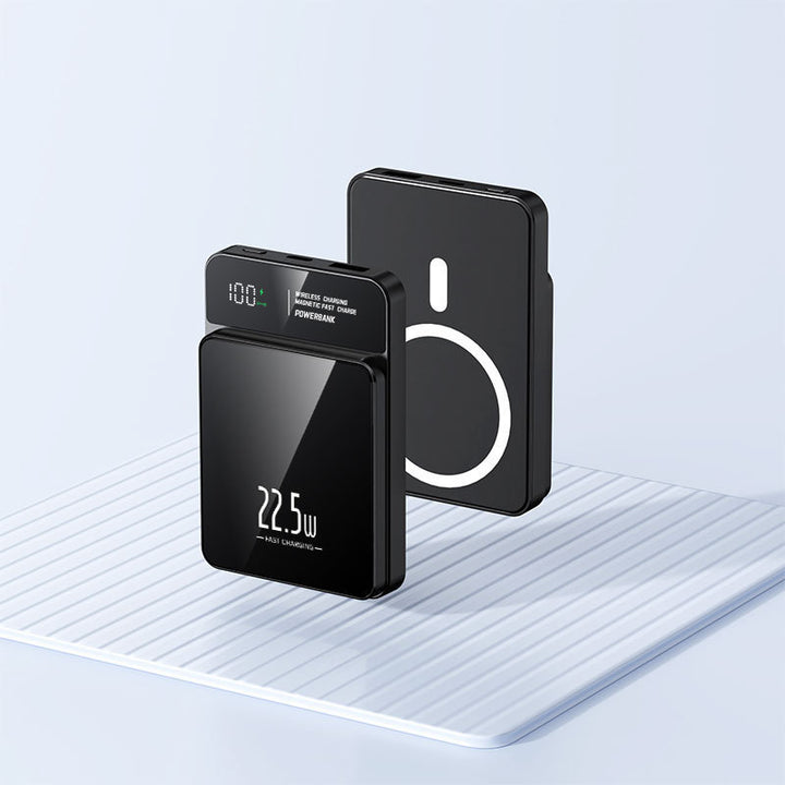 Bærbar Powerbank med trådløs ladingsfunksjon og digital temperaturvisning Skanto