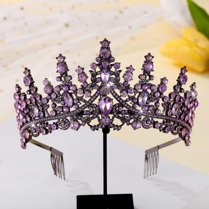 Damer Opulent Tiara med svart krystallbesetning Skanto