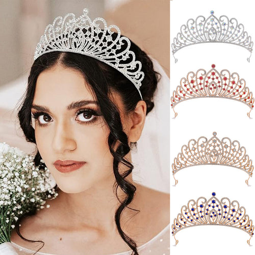 Dame Elegant Strass-tiara med florale detaljer Skanto