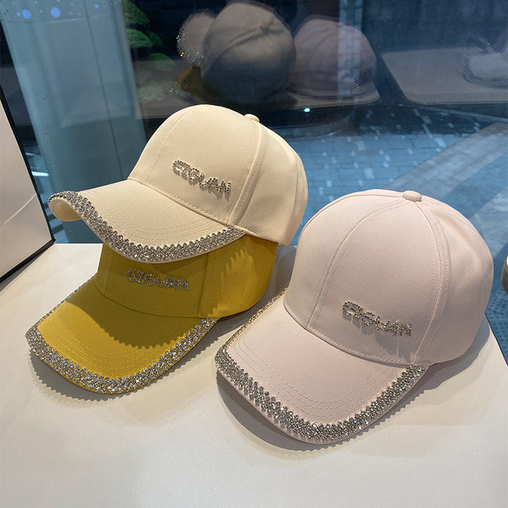 Kvinnenes glitrende rhinestone-trimmet baseballcap Skanto
