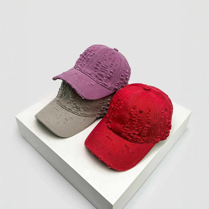 Dame's Distressed Teksturert Baseball Cap Skanto