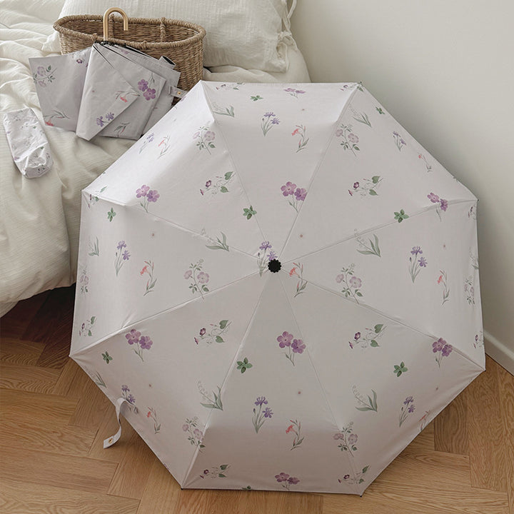 Damer Sammenleggbar Paraply med elegant blomstermønster Skanto