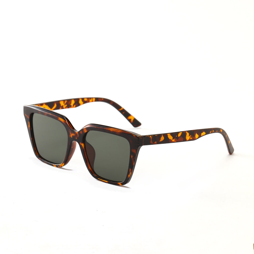 Dame geometrisk solbrille med beskyttende UV-filter og stilfullt skilpadde-design Skanto