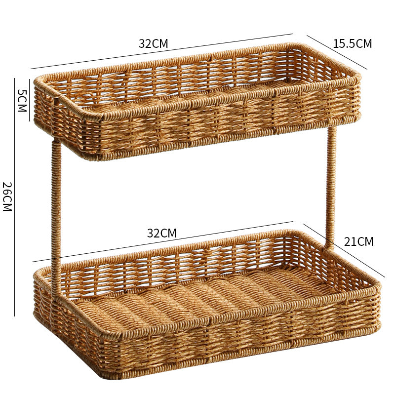 Multi-Tiered Wicker Storage Display Tray Skanto